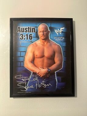 WWF WWE STONE COLD STEVE AUSTIN 3:16 FRAMED PICTURE 8"X10" TITAN SPORTS 1998